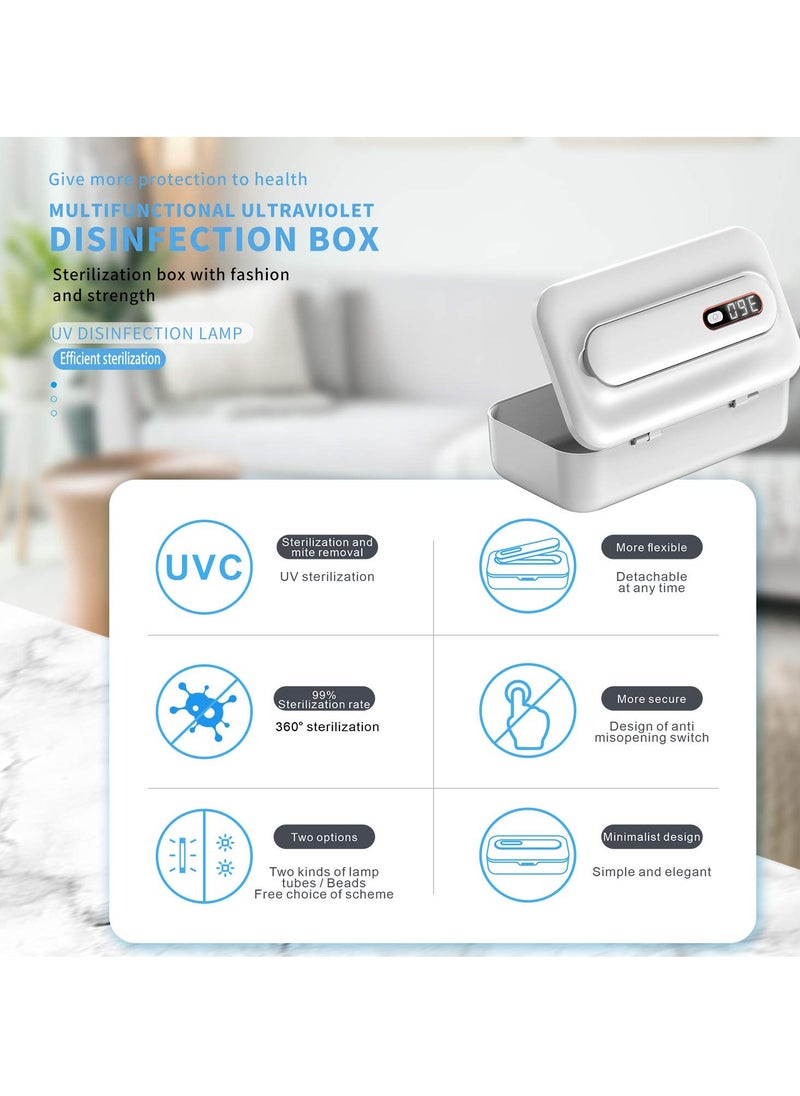 Generic - Multifunctional UV Sterilizer Box with Ozone, Wireless Charging, and Sterilization Light for Phones, Cosmetics, Nail Tools, Underwear, and Masks (White) - Image 1