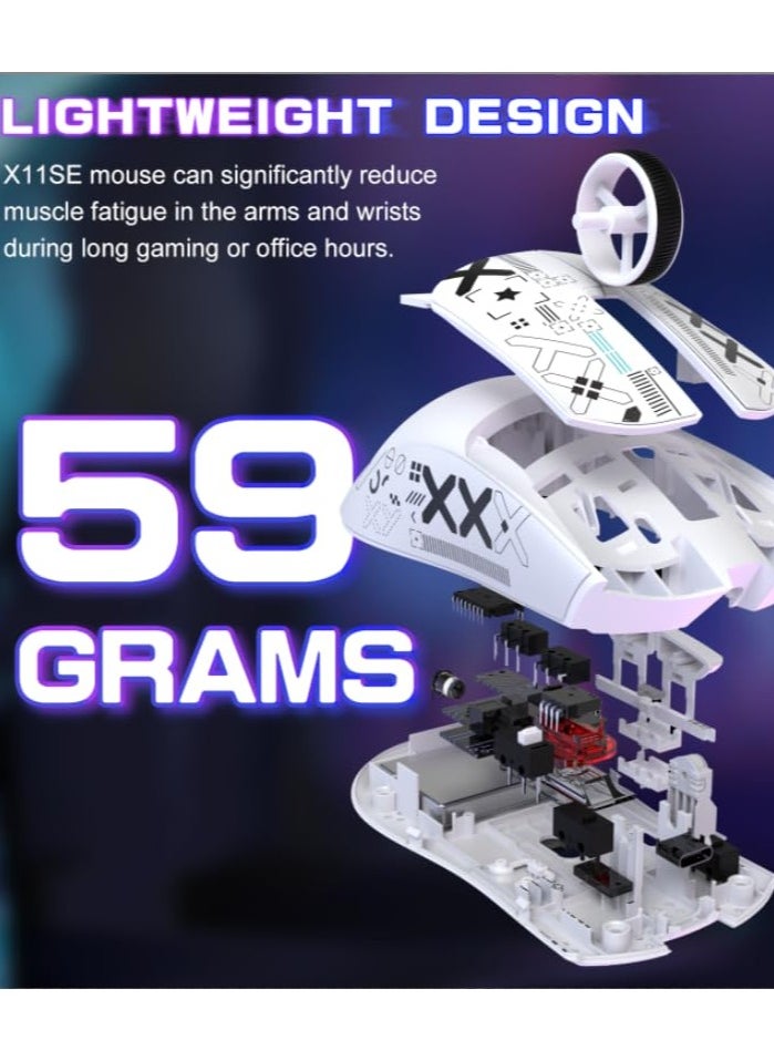 Attack Shark X11SE Ultra-Light Wireless Gaming Mouse, Tri-Mode-2.4G/USB-C Wired/BT, PixArt PAW3311 Gaming Sensor, 22KDPI, 5 Programmable Buttons for Laptop, PC, Mac Gamer (White&Sticker)  - Image 3