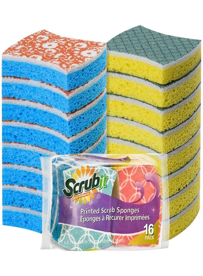SCRUBIT Non-Scratch Cellulose Scrub Sponge - Soft and Easy Grip - Kitchen Sponges for Cleaning - 16-Pack Dual Sided Scrubby Sponges for Pots, Pans, Kitchen, and More - Image 1