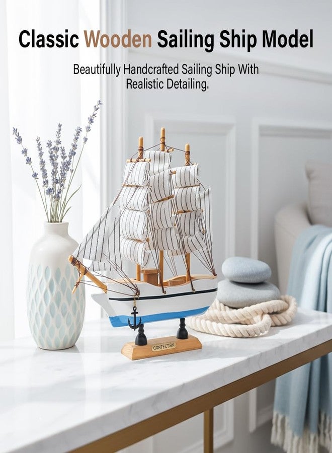 ZAICUS Wooden Sailing Ship Model Showpiece for Home Decor - Vintage Boat Ship Decoration for Living Room, Office Desk Table Decorative Gift Item - Image 5