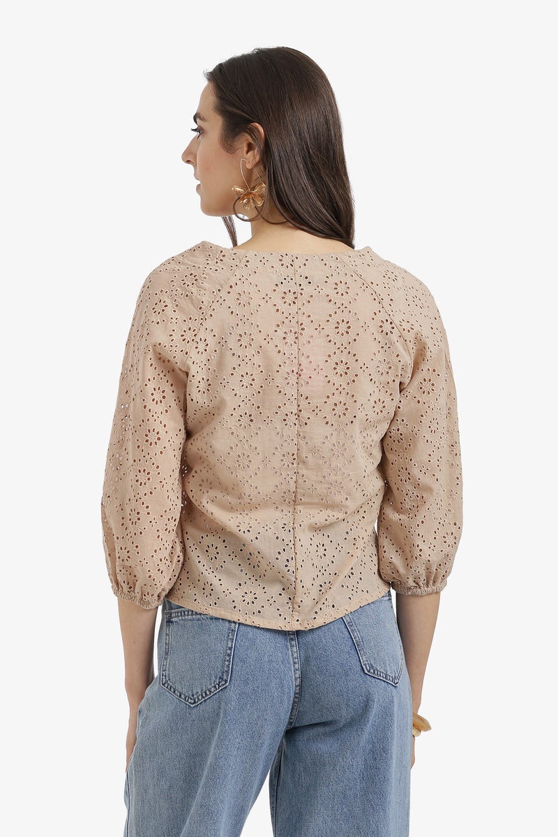 Carina Floral Perforated Top - Image 4