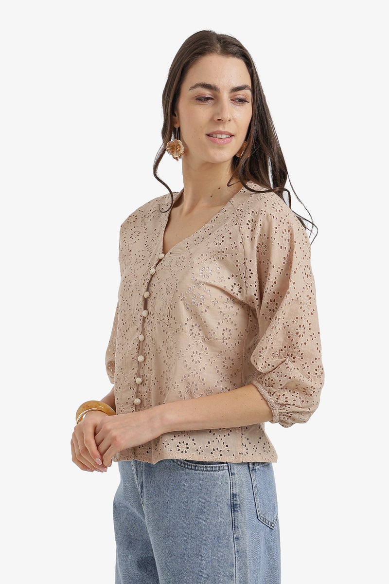 Carina Floral Perforated Top - Image 2