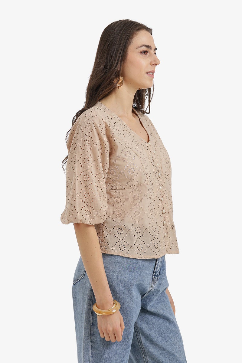 Carina Floral Perforated Top - Image 3