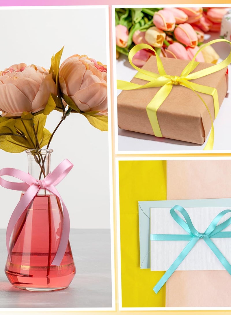 Bukela 6Pcs Pastel Rainbow Satin Ribbon 3/8 Inch Colorful Bulk Ribbon Rolls Assorted Solid Color Double Faced Satin Ribbons for Crafts Easter Baby Shower Birthday Wedding Gift Wrapping Hair Bows - Image 3