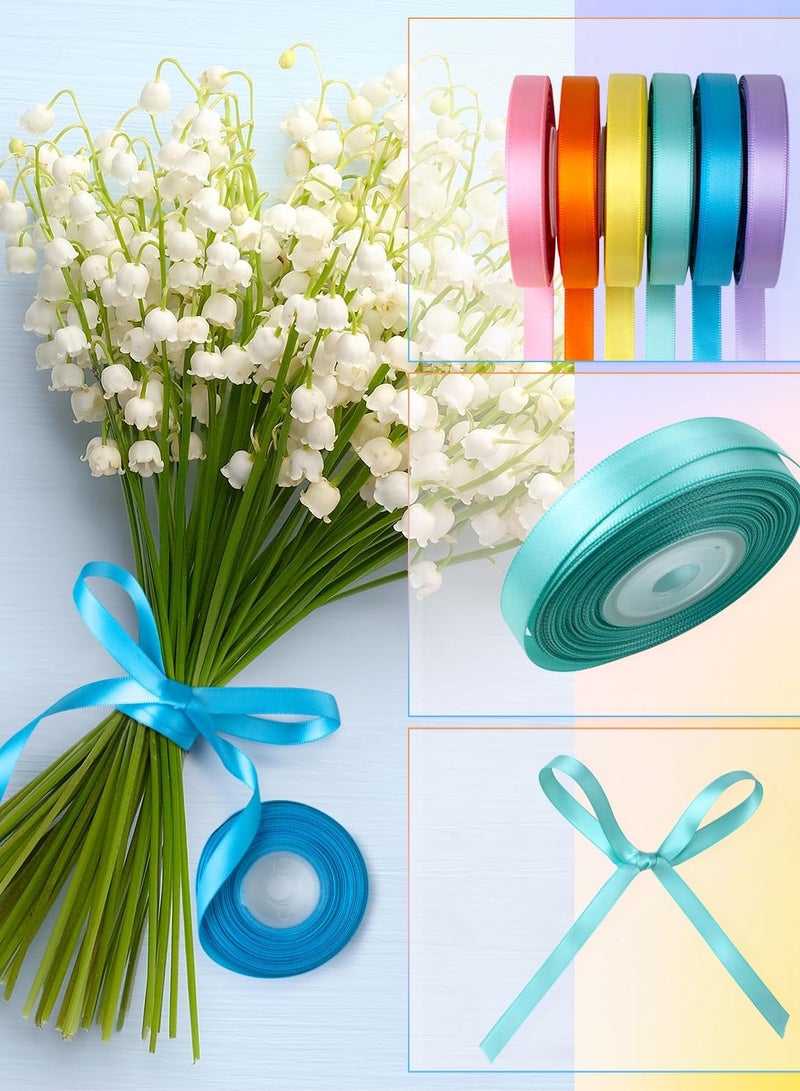 Bukela 6Pcs Pastel Rainbow Satin Ribbon 3/8 Inch Colorful Bulk Ribbon Rolls Assorted Solid Color Double Faced Satin Ribbons for Crafts Easter Baby Shower Birthday Wedding Gift Wrapping Hair Bows - Image 5