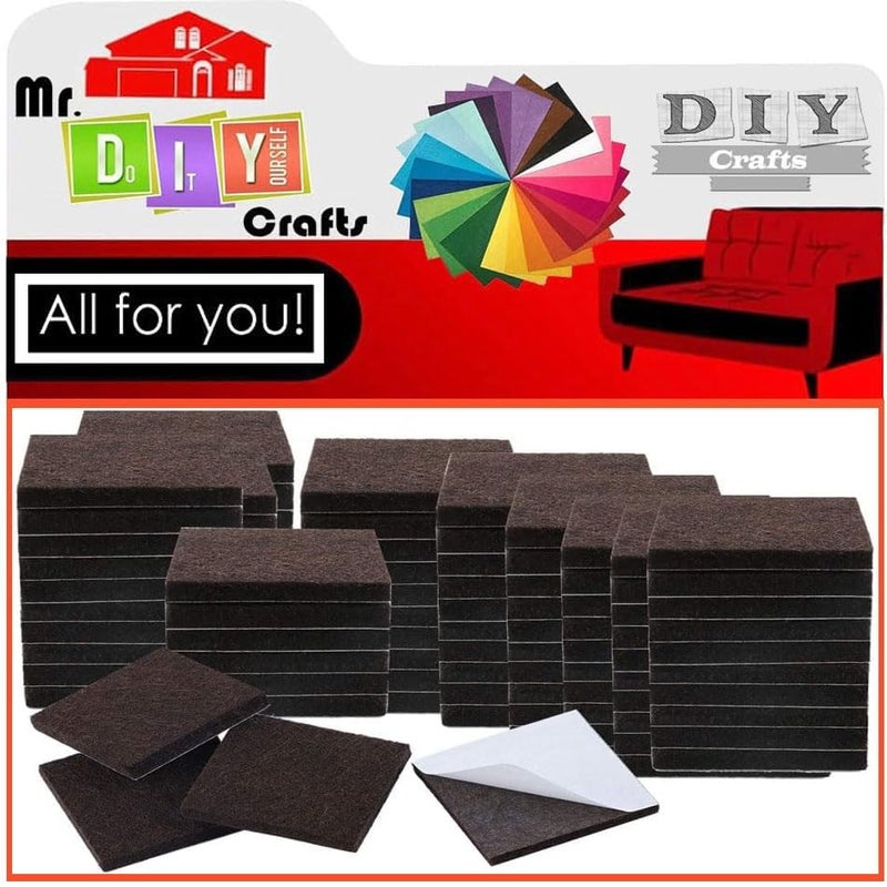Do It Yourself DIY Crafts Self Sticking Furniture Pads Square, Felt Pads, Non-Slip Floor Protector, Furniture Pad Noise Insulation Furniture Pads Felt Furniture Pads Thicken ! (Dark Brawn 2.2cm x 2.2cm, 50 Pieces) - Image 1