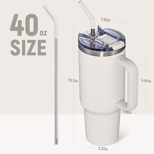 COKTIK 40 oz Tumbler With Handle and Straw, Insulated Tumbler With Leakproof Lids, Stainless Steel|BPA-Free, Cold for 24 H (Lavender) - Image 2