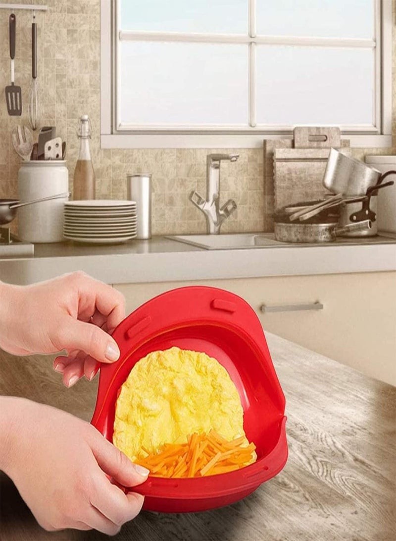GGOOT Omelet Maker Microwave Omelette Egg Maker Silicone Omelette Tool Non Stick Roll Baking Pan Kitchenware Red, Omelet Maker, Microwave Omelette Maker, Silicone Omelette Tool - Image 4
