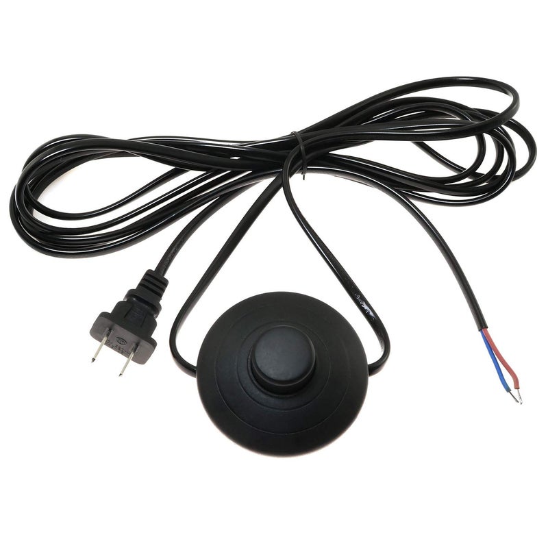 Eoutstanding Black Foot Pedal Push Switch Round Button Inline Lamp Light On-Off Control Footswitch with 1.8m Cable and Wire Plug - Image 1