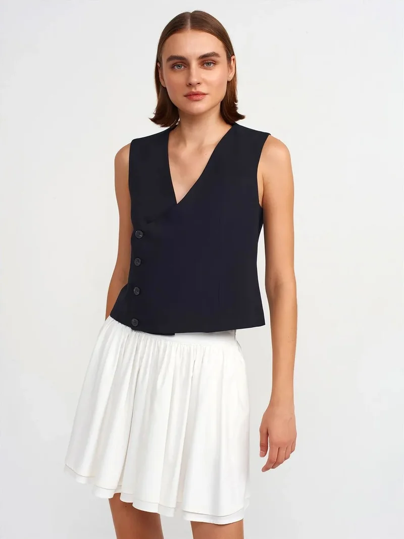 Dilvin DILVIN Women's V-neck Crepe Waistcoat