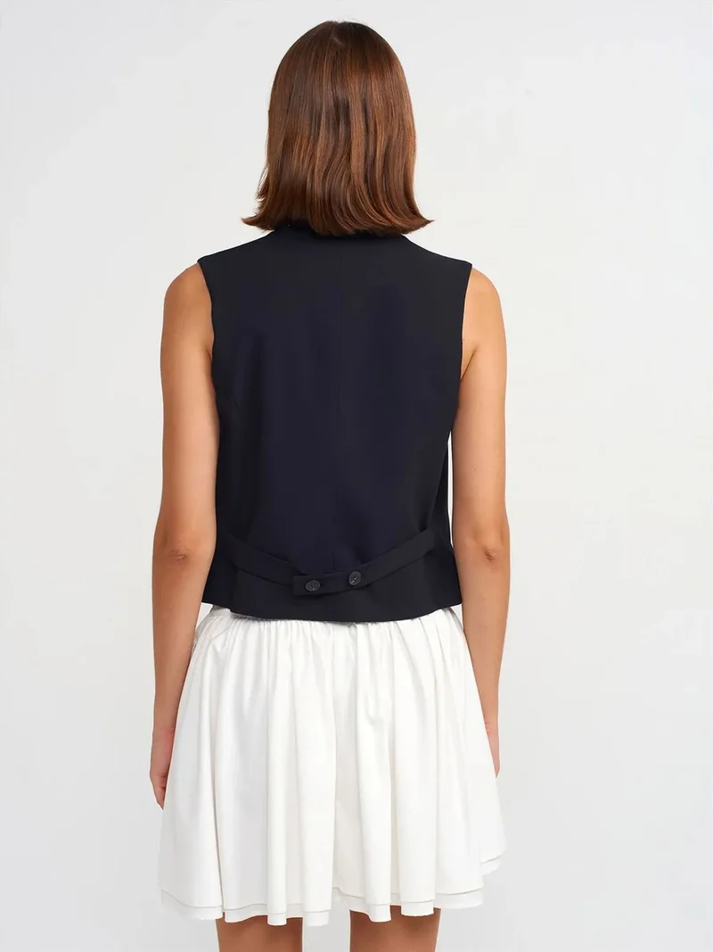 Dilvin DILVIN Women's V-neck Crepe Waistcoat