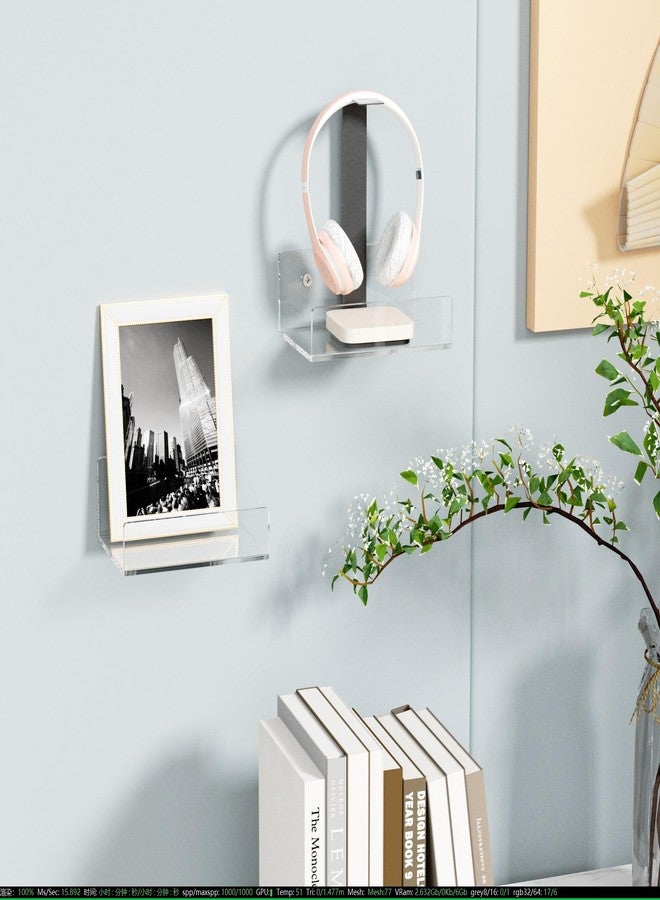 Hexsonhoma 5'' Clear Acrylic Wall Shelf 2 Pack, 5 Inch Small Wall Shelves Display for Small Space - Image 4