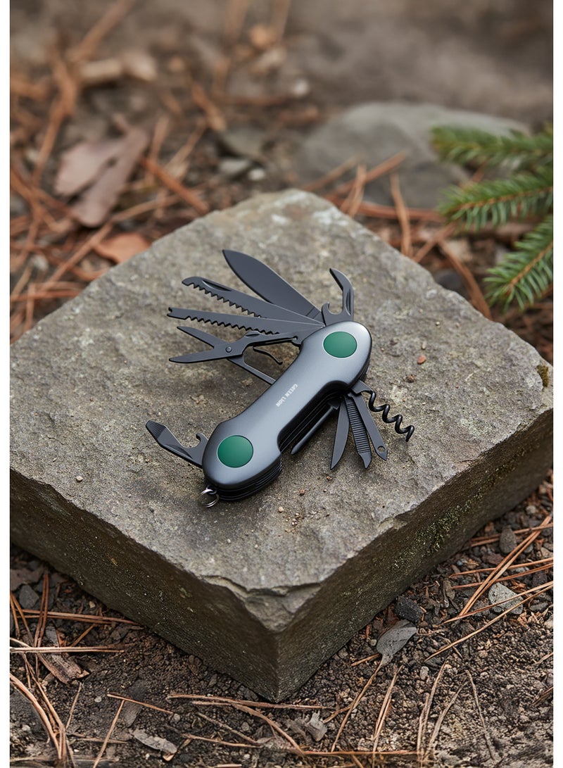 GREEN LION 14-in-1 Tool Multi-Tool Key Chain Nife / Multi-Functional / Folding & Compact & Portable / Camping Survival / Premium SS420 Steel / Safe-Lock Design / Multifunctional Pocket Folding 14-in-1 Tool / Presicion & Sharp / Non-Slip Grip - Image 3