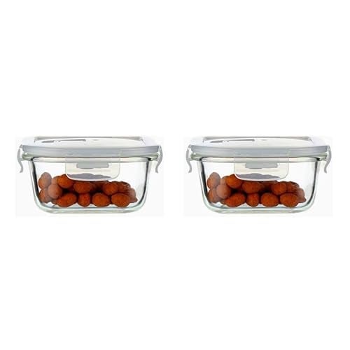 Femora Borosilicate Glass Containers For Kitchen|1 Year Warranty|Container Boxes For Storage,Storage Box For Kitchen With Air Vent Lid,Microwave Safe Utensils,Square (Set of 2-1200Ml Each),Transparent - Image 1