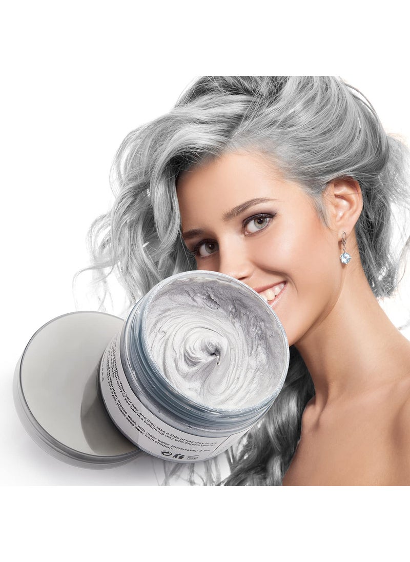 SWAKER - Silver Gray Hair Color Wax, Natural Hairstyle Wax 4.23 oz, Temporary Hairstyle Cream for Party, Cosplay, Halloween, Daily use, Date, Clubbing (Silver Grey) - Image 1