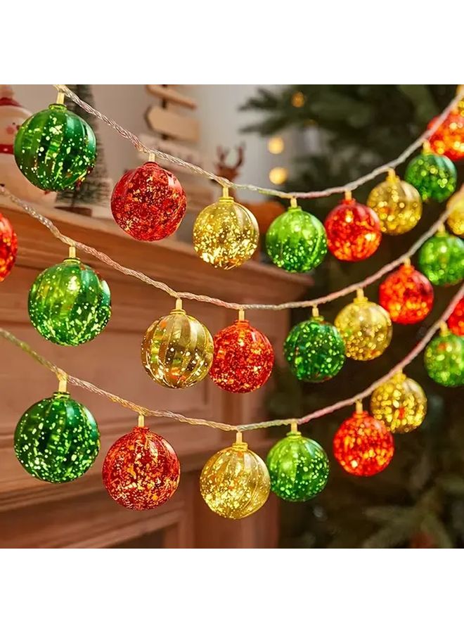 59 06 بوصة أضواء عيد الميلاد LED ذهبية متعددة الألوان كبسولات كروية زخرفة داخلية لشجرة النافذة - Image 1