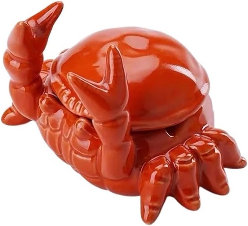 Crab Ceramic Ashtray - Office Home Living Room Lid-Covered Anti-Ash Chinese Cute Decoration - Image 1