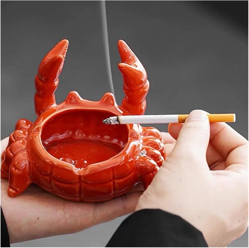 Crab Ceramic Ashtray - Office Home Living Room Lid-Covered Anti-Ash Chinese Cute Decoration - Image 2