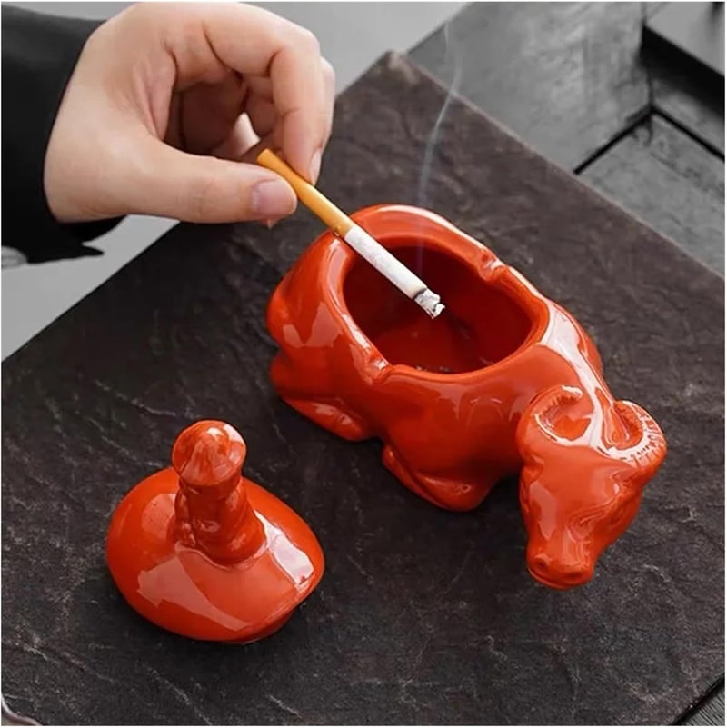 Crab Ceramic Ashtray - Office Home Living Room Lid-Covered Anti-Ash Chinese Cute Decoration - Image 5