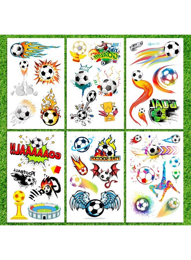 Qpout 14 Sheets Soccer Temporary Tattoos Soccer Ball Tattoos for Kids Boys World Cup Soccer Fake Tattoo Sticker, Children Birthday Party Bag & Stocking Filler Kids Game Gifts Party Favour Supplies - Image 2