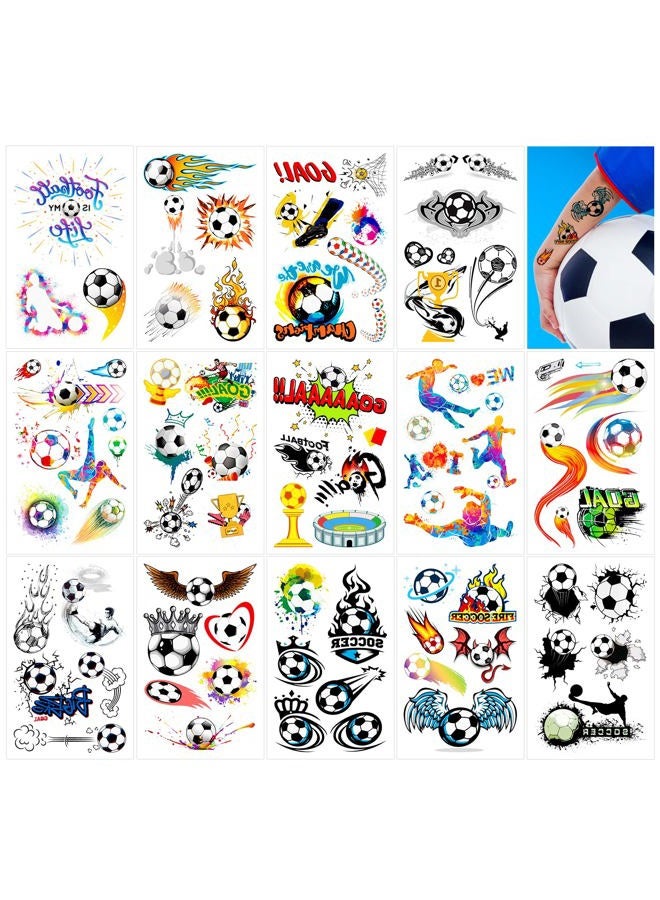 Qpout 14 Sheets Soccer Temporary Tattoos Soccer Ball Tattoos for Kids Boys World Cup Soccer Fake Tattoo Sticker, Children Birthday Party Bag & Stocking Filler Kids Game Gifts Party Favour Supplies - Image 1