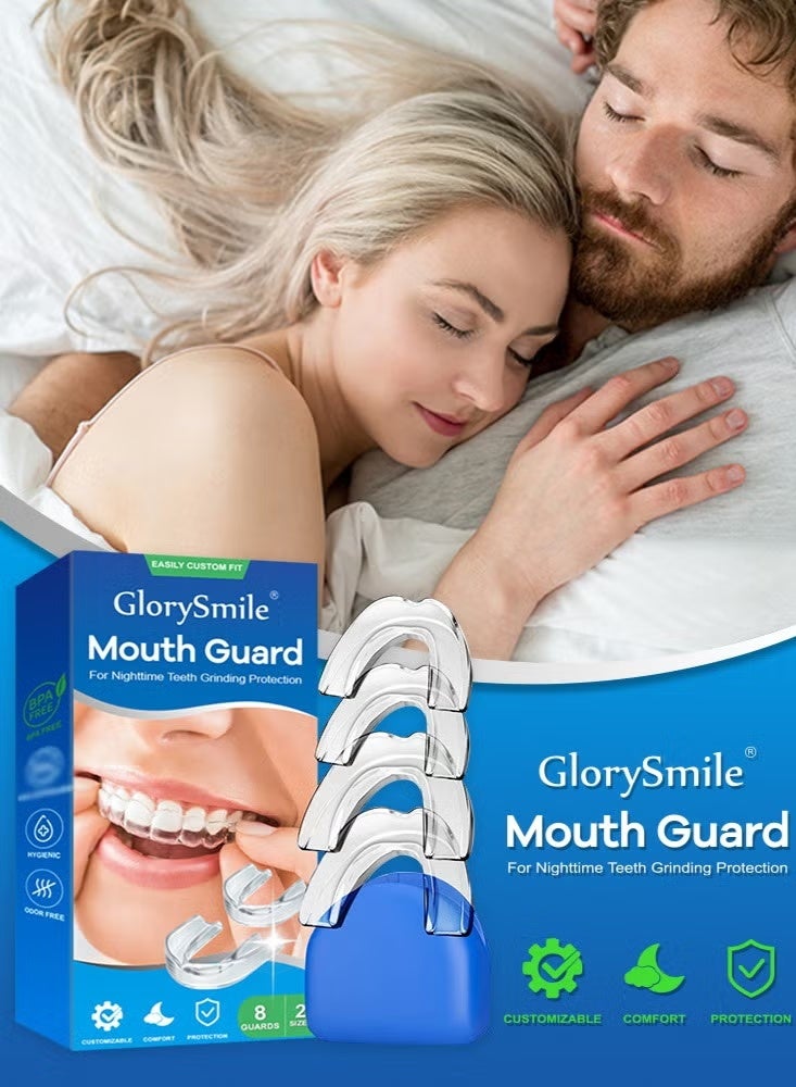 GlorySmile 8 Pcs 2 Sizes Mouth Guard for Clenching Teeth at Night Upgraded Mouth Guard for Teeth Grinding Moldable Mouth Guard Stops Bruxism and Teeth Grinding with Two Travel Cases Dental Night Guards - Image 2