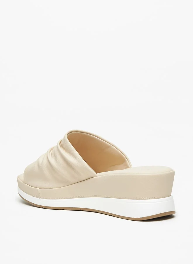 Le Confort Women's Pleat Detail Slip-On Sandals with Wedge Heels