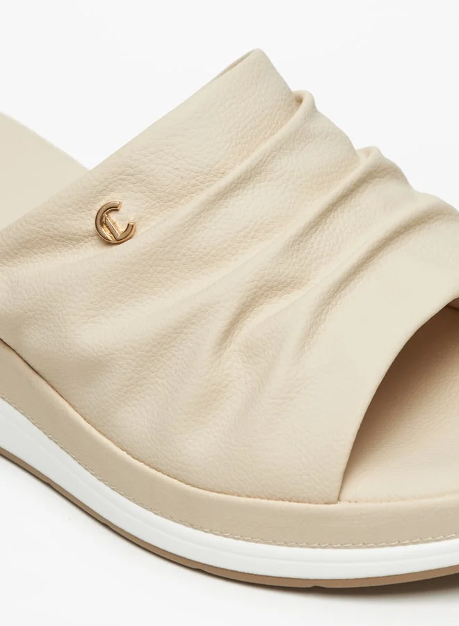 Le Confort Women's Pleat Detail Slip-On Sandals with Wedge Heels