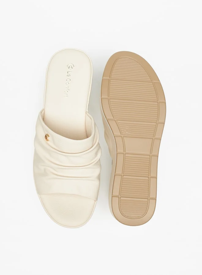 Le Confort Women's Pleat Detail Slip-On Sandals with Wedge Heels