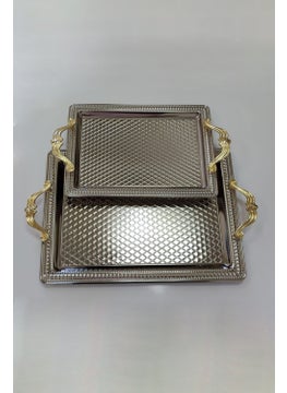 2-Piece Silver Rectangular Tray 4016