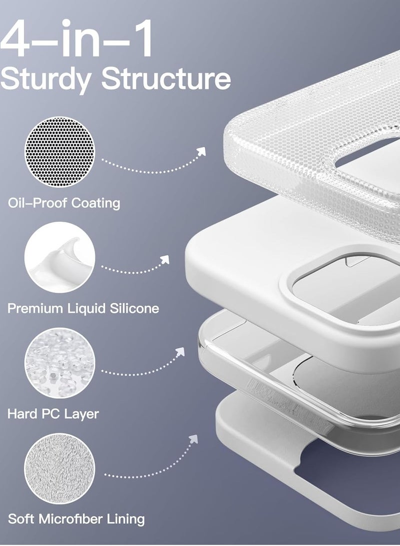Silicone Case Compatible with iPhone 15 pro max  6.7 Premium Silicone Full Body Protection white - Image 3
