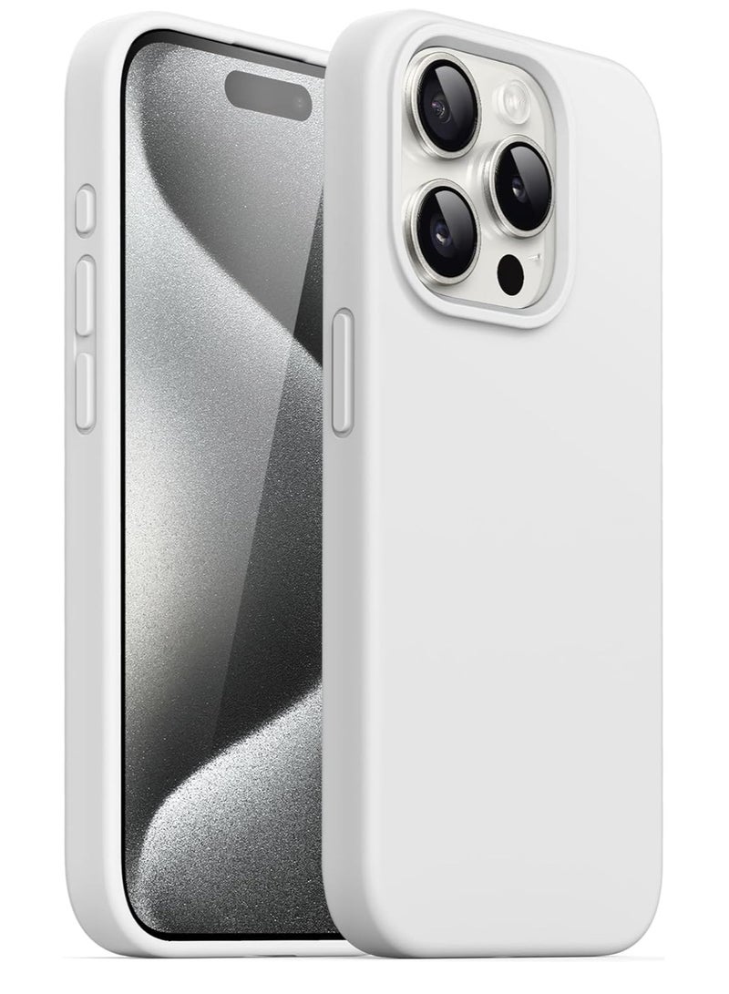 Silicone Case Compatible with iPhone 15 pro max  6.7 Premium Silicone Full Body Protection white - Image 1