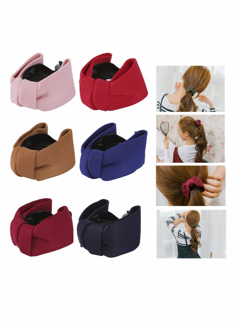 SYOSI 6 Pack Bowknot Horsetail Clip, SYOSI Banana Hair Claw Clips, Ponytail Hairclips, Korean HairBows, Jaw Barrettes Grips Clamps Combs Pins Twist Bun Holders for Women and Girls - Image 1