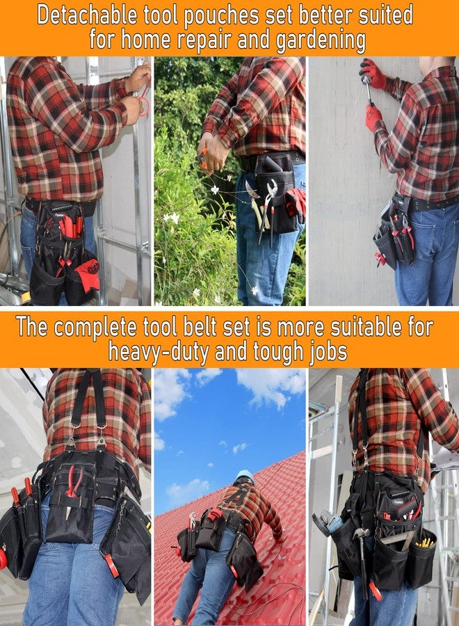 Chyaidach 16-Pockets Tool Belts for Man with Suspenders, Detachable & Adjustable Tool Pouches Bag & Back Support Tool Belt Combo for Electrician/Carpenter/Construction/Framers/Handyman - Image 3