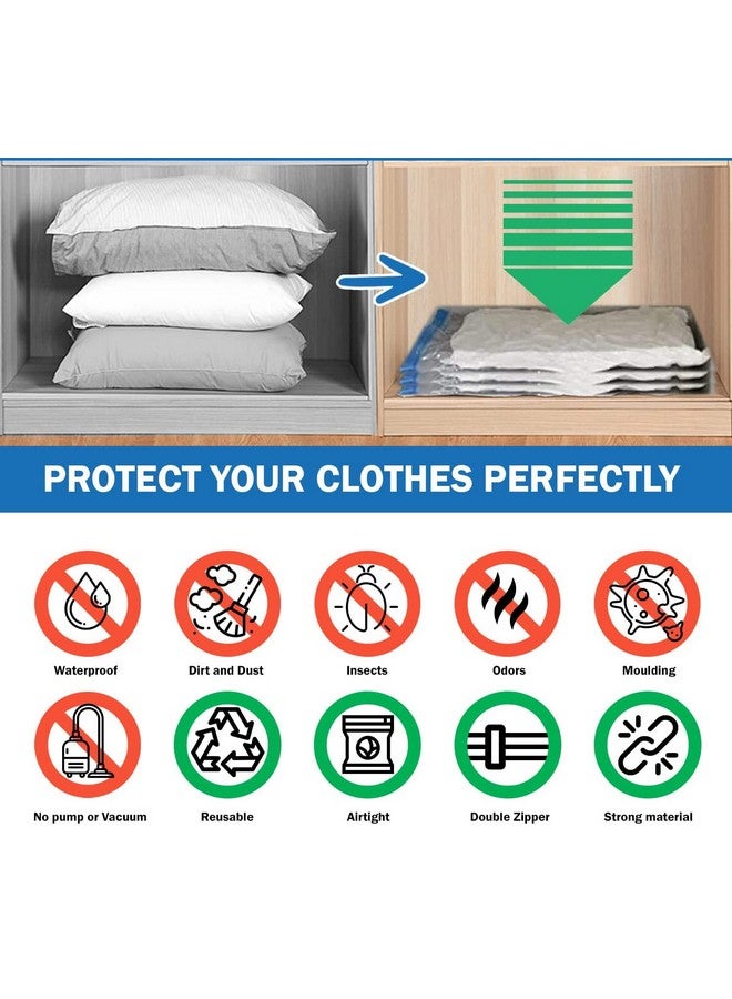 Deejay Deejay Space Saver Pack Of 6 Variety(3Xjumbo&3Xlarge) Reusable Vacuum Storage Ziplock Compression Bags For Travel With Hand Pump 3 Jumbo(70 * 100 Cm)&3 Large(60 * 80 Cm) Polyamide Polyethylene,White  - Image 5