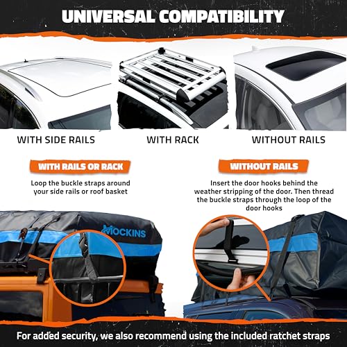 Mockins 35 Cu Ft XL Car Rooftop Cargo Carrier Bag | 80"x40"x19" All-Weather Vehicle Soft-Shell Carriers for Vehicles with or Without Roof Racks | Secure Luggage Bag for Car Roof Storage & Accessories - Image 5