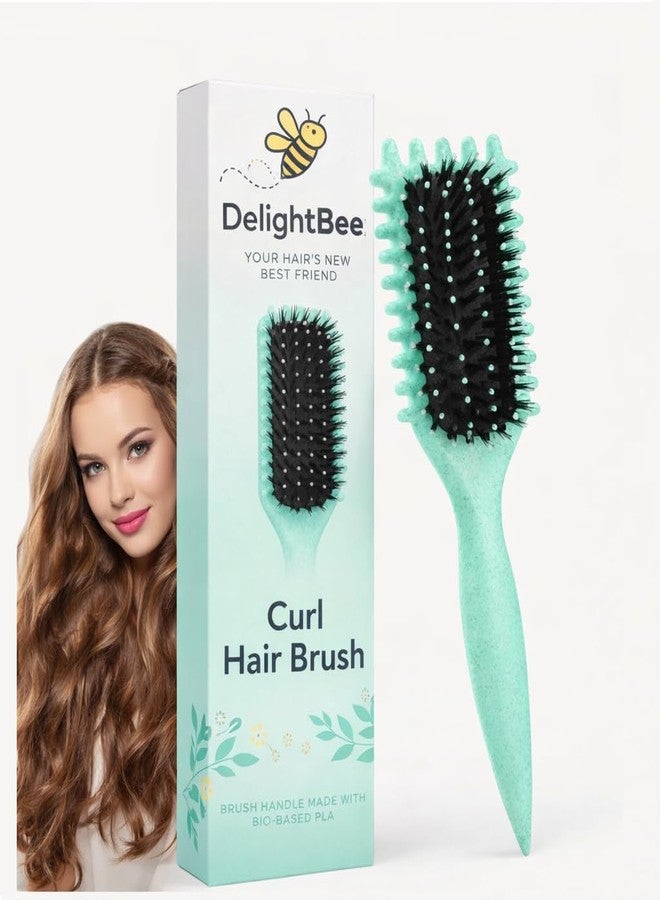 Delightbee 5-in-1 Curl Hair Brush | Vegan Boar Bristles | Bio-Based PLA Handle | Detangling, Defining & Frizz Control for Curly & Wavy Hair | For Men & Women - Image 1