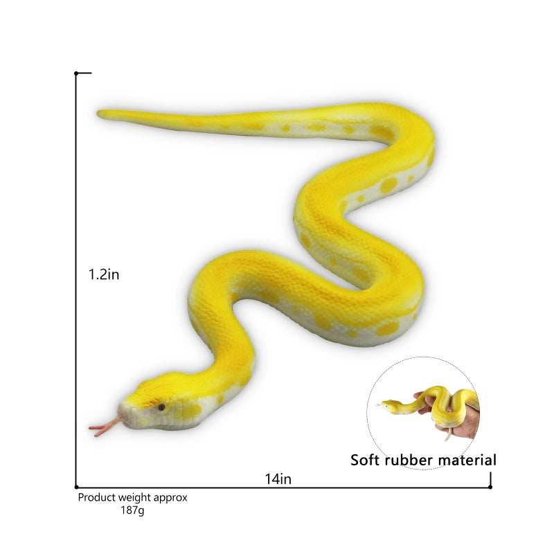 SIENON Realistic Fake Snakes Toy Soft Rubber Snake Figure Garden Snake Scare Birds and Squirrels, Python Action Model Snake Toy Figurines Stress Relief Toys Halloween Prank Props (Python) - Image 3
