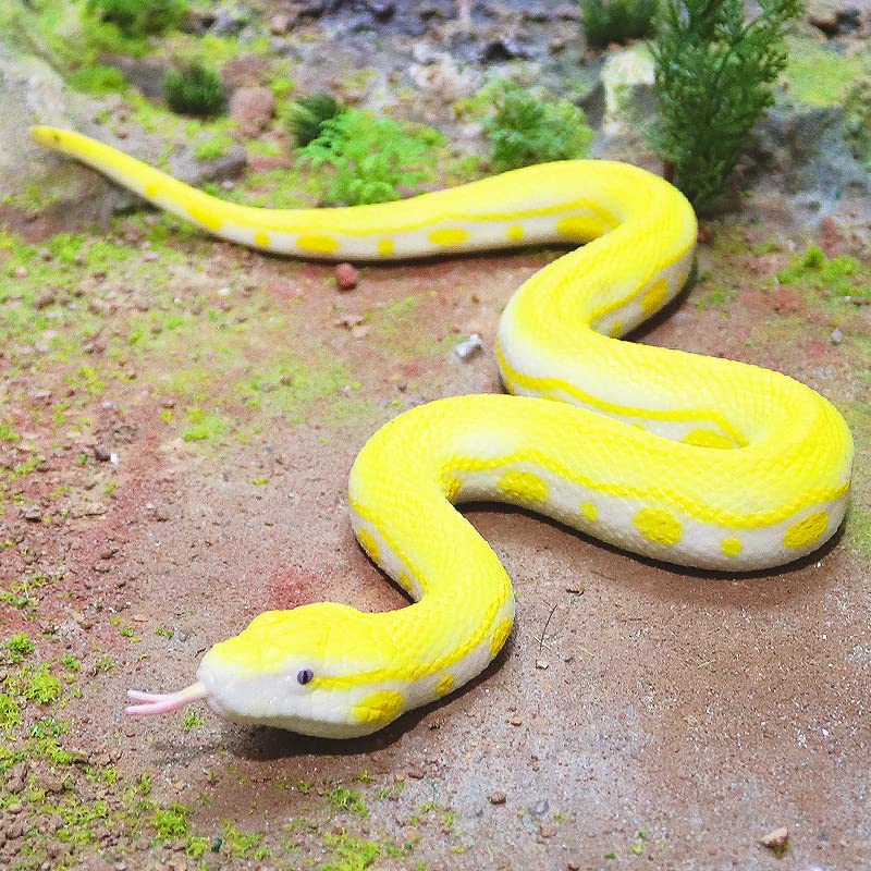 SIENON Realistic Fake Snakes Toy Soft Rubber Snake Figure Garden Snake Scare Birds and Squirrels, Python Action Model Snake Toy Figurines Stress Relief Toys Halloween Prank Props (Python) - Image 5
