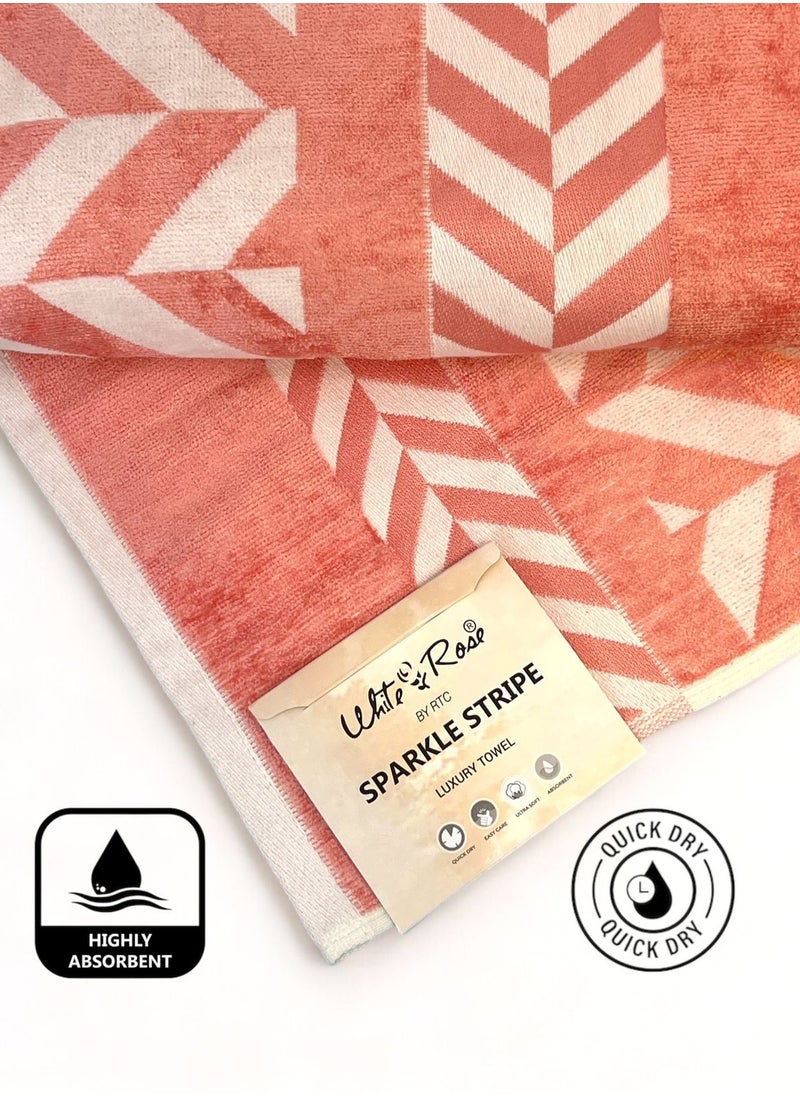 White Rose 2 Pcs Luxurious And Soft Beach Towel Set 550GSM Bath Towel (70x140cm) Face Towel (50x90cm) Set Of 2  - Image 5