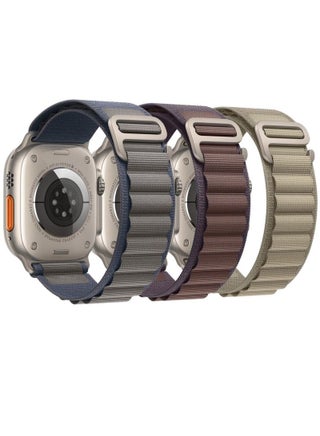 3Pack لساعة Apple Watch Alpine Loop Band من النايلون المنسوج بحزام رياضي منسوج من النايلون متوافق مع iWatch Ultra 2 / Ultra (49 مم) و Series10 (46 مم) و Series 9/8/7 (45 مم) و Series SE2/6/SE/5/4 (44 مم) و Series 3/2/1 (42 مم) أزرق/نيليلي/زيتي - view 3