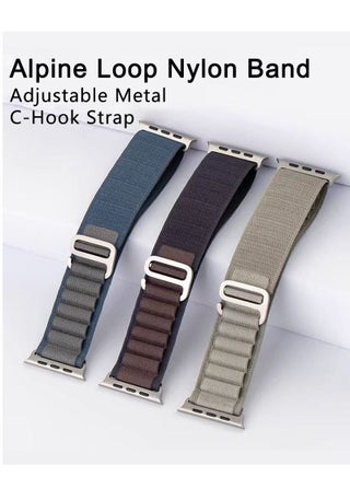 3Pack لساعة Apple Watch Alpine Loop Band من النايلون المنسوج بحزام رياضي منسوج من النايلون متوافق مع iWatch Ultra 2 / Ultra (49 مم) و Series10 (46 مم) و Series 9/8/7 (45 مم) و Series SE2/6/SE/5/4 (44 مم) و Series 3/2/1 (42 مم) أزرق/نيليلي/زيتي - view 5