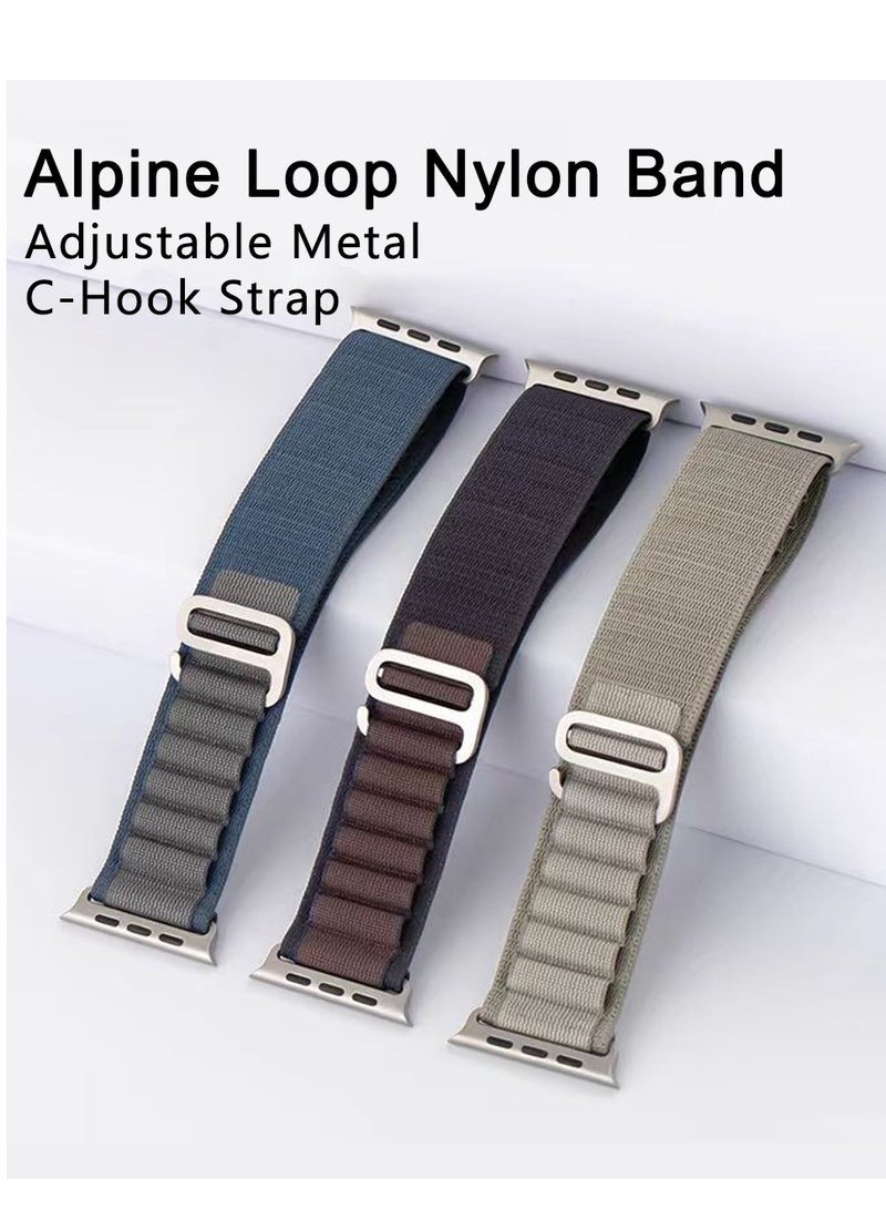 مستقبل نوفا 3Pack لساعة Apple Watch Alpine Loop Band من النايلون المنسوج بحزام رياضي منسوج من النايلون متوافق مع iWatch Ultra 2 / Ultra (49 مم) و Series10 (46 مم) و Series 9/8/7 (45 مم) و Series SE2/6/SE/5/4 (44 مم) و Series 3/2/1 (42 مم) أزرق/نيليلي/زيتي - Image 5