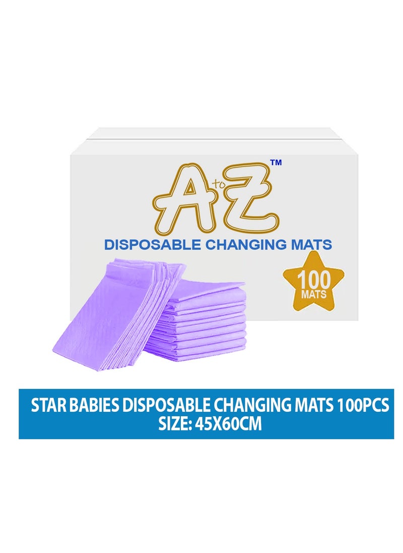 A TO Z A to Z - Disposable Changing Mat size (45cm x 60cm) Large- Premium Quality for Baby Soft Ultra Absorbent Waterproof - Pack of 100 -Lavender  - Image 2