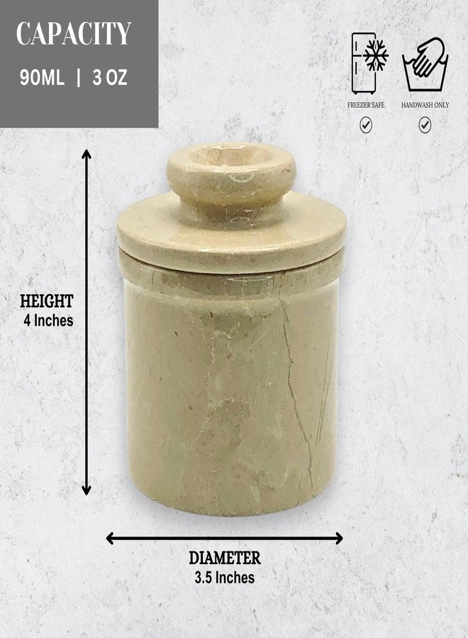 OceanicX Verona Marble Butter Keeper - 4" French Butter Crock with Lid - Freezer Safe Stone Butter Dish - 90ml/3oz Capacity - Handwash Kitchen Storage - Image 2