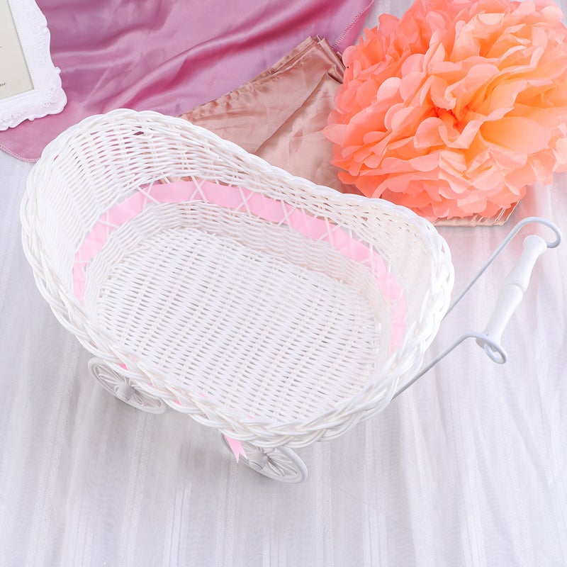 1pc Cart Cane Tricycles Flower Basket Knitted Flower Mini Car Furnishing Articles for Wedding Baby Shower Party Birthday Decor ( ) - Image 5