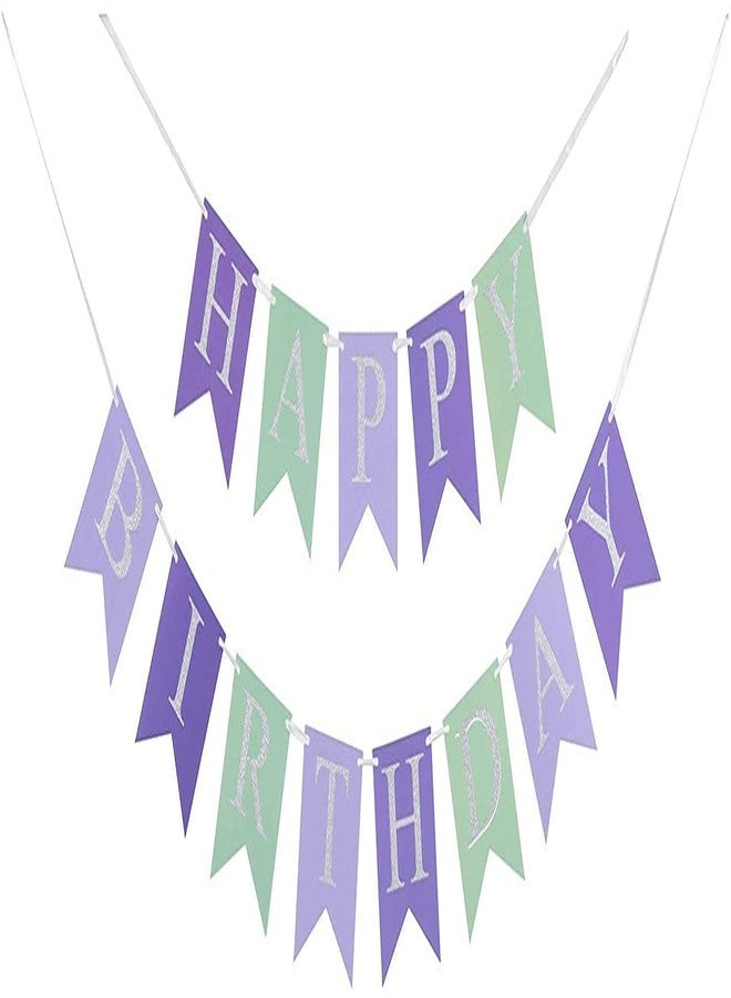 BCHOCKS Glitter Mermaid Under The Sea Happy Birthday Banner Baby Girl Boy Birthday Party Decoration - Image 4