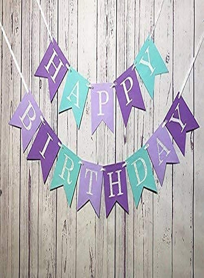 BCHOCKS Glitter Mermaid Under The Sea Happy Birthday Banner Baby Girl Boy Birthday Party Decoration - Image 1