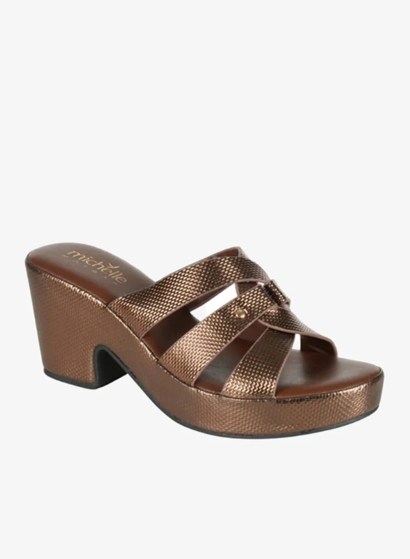 ميشيل مورجان صنادل ميشيل مورغان بكعب عريض للسيدات برونزي
