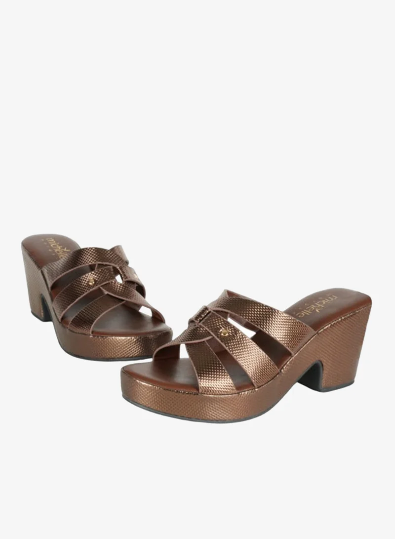 Michelle Morgan Bronze 092-2956 Michelle Morgan Ladies Block Heels Sandals 314RC852 Bronze for Women | Best Price UAE
